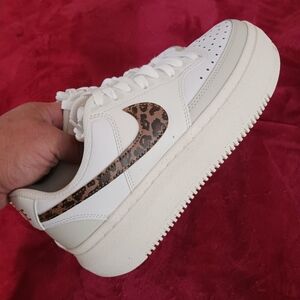 Nike White and Animal Print Athletic Shoes